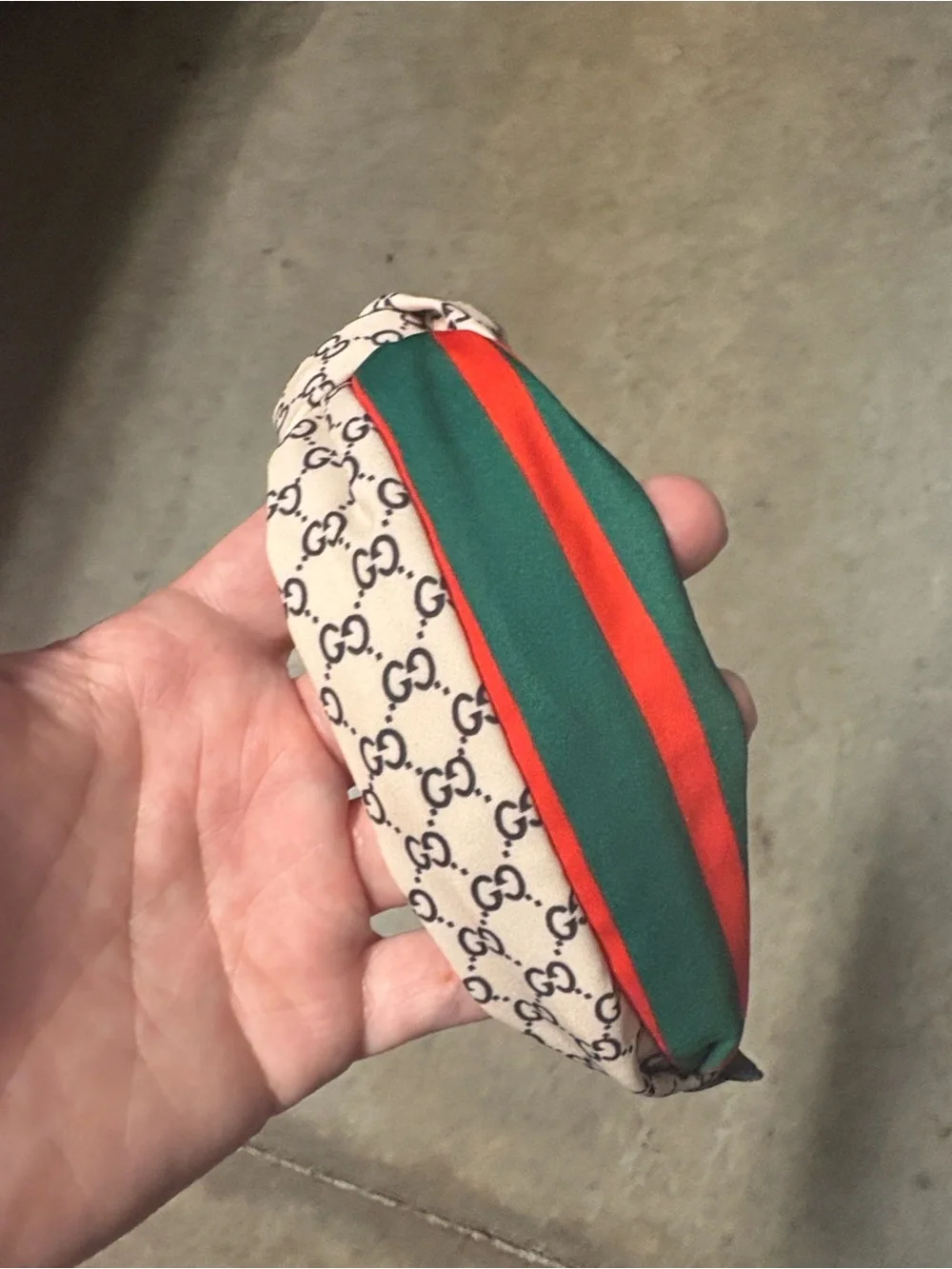 Padded Knotted Stripe Headband Ivory Green Red One Size NWOT